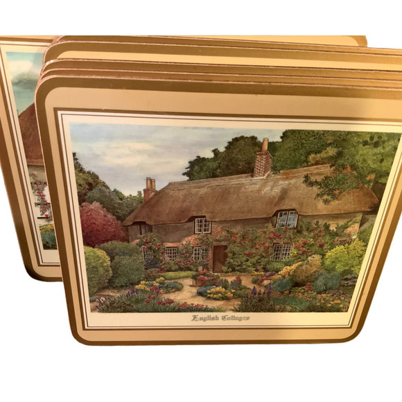 Celluware Ltd Pimpernel 6 Acrylic Traditional  English Cottages Placemats Vtg - Picture 4 of 9